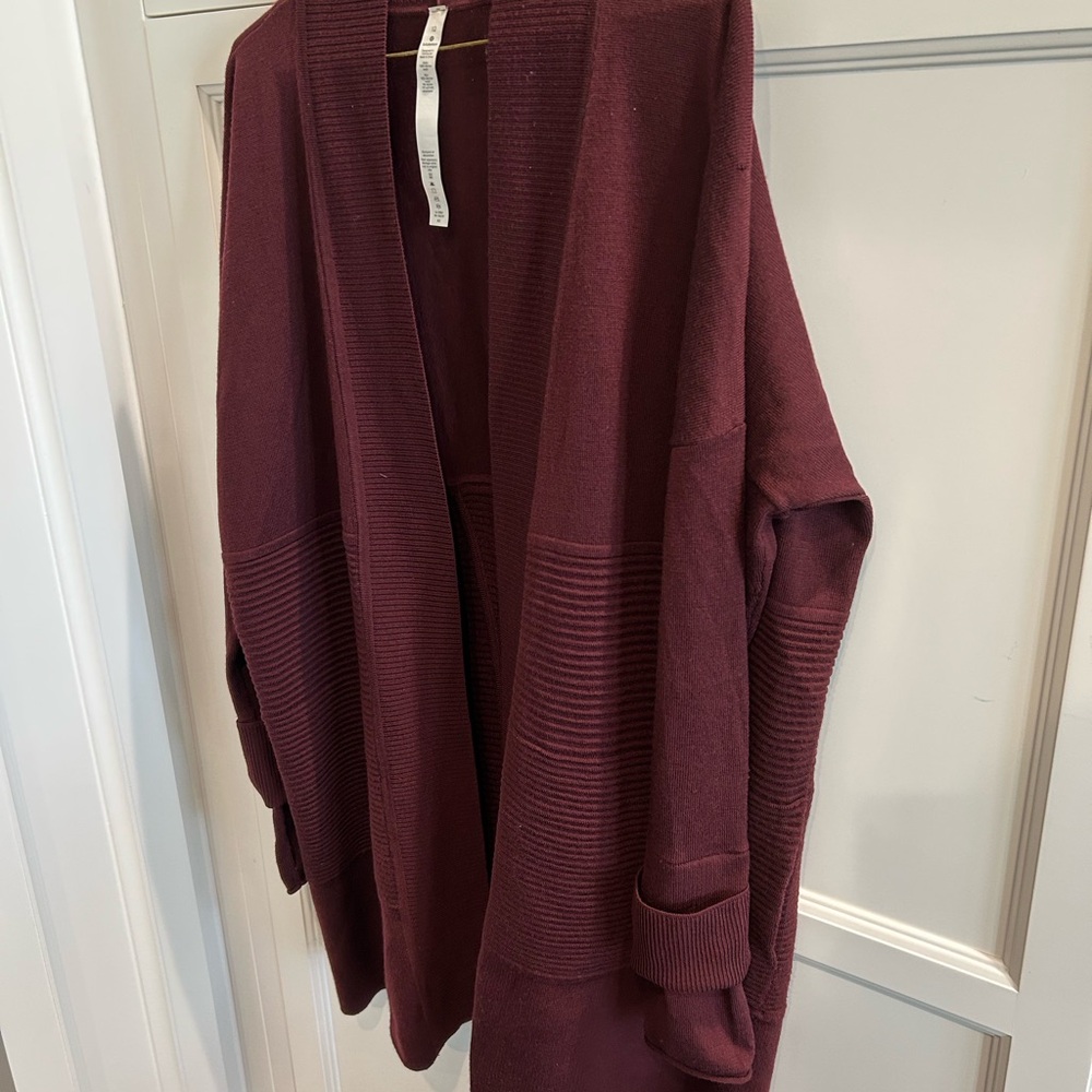 lululemon athletica Open-Front Maroon Sweater Cardigan